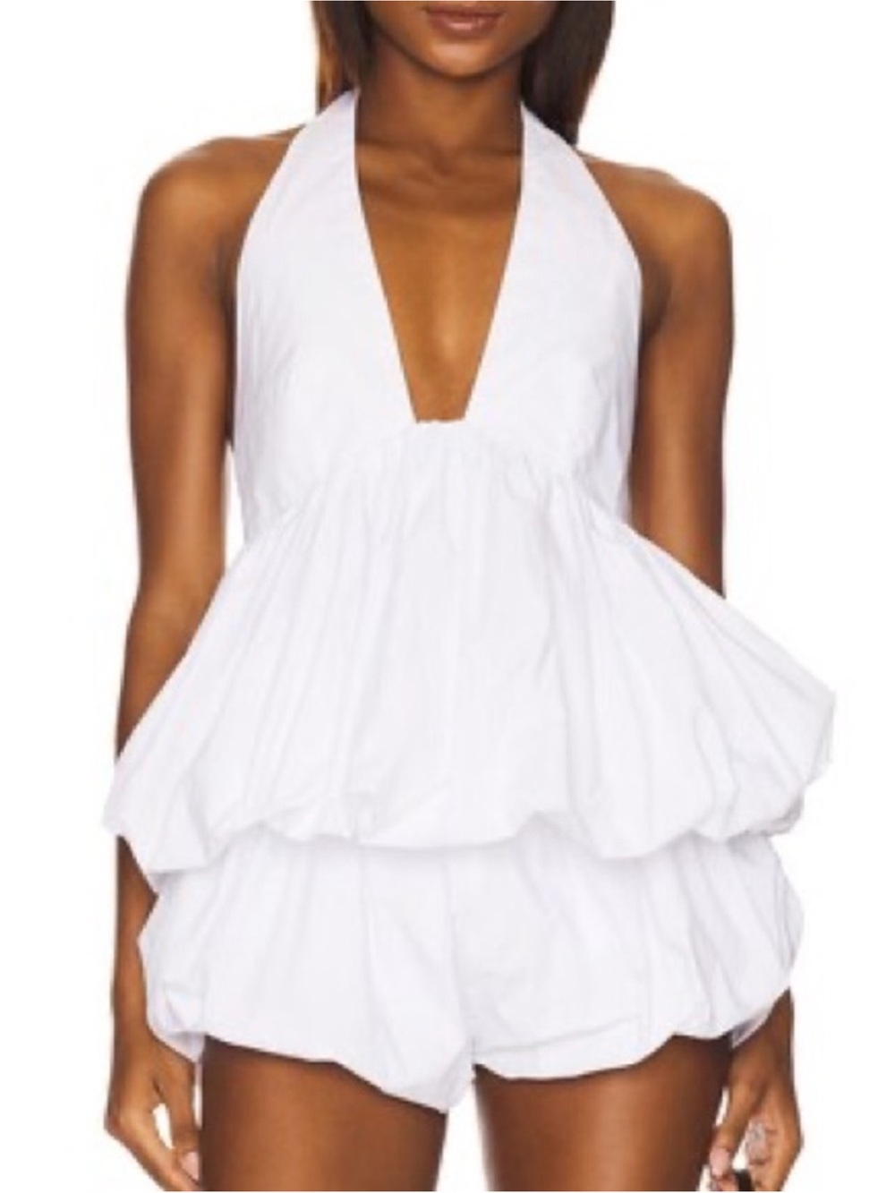 Alina Lovers + Friends White Halter SET- top and shorts